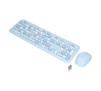 Goshyda Mouse and Keyboard, Wireless Silent Keyboard Mouse Combo Automatic Power Saving for Computer for Home Office for PC (Blue mixed color keyboard and mouse set)