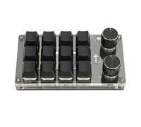 Goshyda One Handed Macro Mechanical Keyboard, 12 Keys 2 Knob Red Switch Wired USB Wireless BT Dual Mode, Mini Programmable Keyboard for Games Office