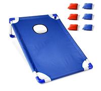Goshyda Portable Cornhole Set with 1 Game Board and 6 Bean Bags | Bean bag toss game for indoor outdoor, Travelling activities, Cornhole board assembles quickly, A small footprint