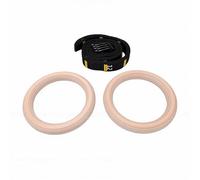 Goshyda Premium Birch Wood Gymnastics Rings with Adjustable Numbered Straps - Full Body Workout Rings for Pull Up Exercise and Upper Body Strength Training At Home Gym - Double Circle