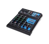 Goshyda Professional Audio Mixer, 4 Channel Sound Mixer with Dual UHF Wireless Microphone, Mixing Console with Bluetooth and USB Sound Interface, for Home Karaoke Party Studio