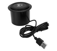 Goshyda Round Embedded Wireless, 15W Fast Charging with Dual USB Ports for Desktop Cafe Restaurant Bar (T9 Black)