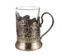 Goshyda Russian Tea Glass with Metal Holder Traditional Crystal Clear | Insulated Glass Design, Tea glass provides, It ideal for hot and cold beverages such, Easy Cleaning With Detachable Design