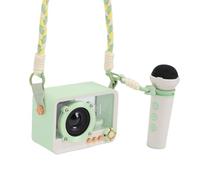 Goshyda Small Karaoke Machine, Portable Transparent Bluetooth Speaker with Microphone, Built in High Power Speaker and Bass, Up to 12 Hours Playback, for Home Travel Camping Gathering (Green)