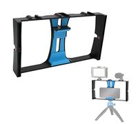 Goshyda Smartphone Video Rig, Mobile Phone Grip Stabiliser Cage with Cold Shoe and 1/4in Screw, Portable Handheld Filmmaking Vlogging Case for Videomaker (Blue)