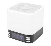 Goshyda Sound Machine Alarm Clock for Bedrooms, Bluetooth Stereo Sound Speaker with Wireless Charging, 7 Color Night Light, White Noise Machine for Sleeping (Black)