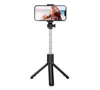 Goshyda Tripod Selfie Stick Stainless Steel Telescopic Portable Folding Remote Control 360 Rotating Base for Live Video Camera Phone Travel (Black)