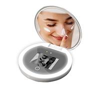 Goshyda UV Camera Mirror, 2X Magnification, 97mm x 3.5in, Compact Travel Makeup Mirror with Light, Touch Control, Sunscreen Testing