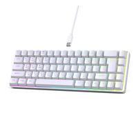Goshyda Wired Mechanical Gaming Keyboard, 68 Key Ergonomic Russian English Dual Language Keyboard with RGB Backlit, for Desktops Laptops (White)
