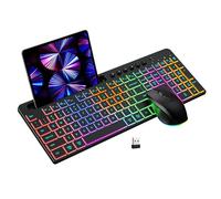 Goshyda Wireless Keyboard and Mouse Combo, 2.4G RGB Backlight Keyboard with 6 Multimedia Control Keys, for Computer Desktop Laptop
