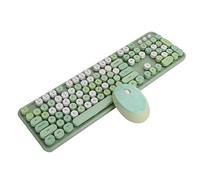 Goshyda Wireless Keyboard and Mouse Set, 2.4Ghz 104 Keys Retro Typewriter Style Office Desktop Mechanical Keyboard Mice Combo with Multimedia Button(green)