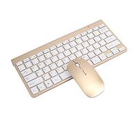 Goshyda Wireless Keyboard Mouse Set, Ultra Thin Ergonomic Design with Whisper Like Mute Key, 2.4G USB Wireless Interface for Home Office Business (Gold)