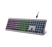 Goshyda Wireless Keyboard, Triple Mode BT5.0 BT3.0 2.4G Wireless RGB Backlit Keyboard, 110 Keys Rechargeable Ultra Thin Keypad for OSX for Android