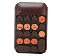 Goshyda Wireless Number Pad, 18 Keys 2.4GHz Wireless Numeric Keypad Retro Style Round Keycaps Numpad with USB Receiver, Shortcut Keys, Auto Sleep, for Laptop Desktop PC (Coffee Color)