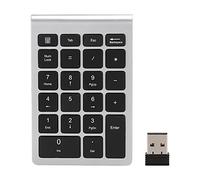 Goshyda Wireless Number Pads, 22 Keys Portable USB 2.4G Bluetooth Numeric Keypad with Receiver, Financial Accounting Keyboard for Laptop, PC, Notebook(Silver Black)