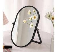 Gosider Black Dressing Table Mirror Small Oval Make Up Mirror Black | Desk Mirror With Metal Framed, Makeup Mirror Portable, Adjustable, Single-Sided Swivel, Suit for Beddroom Dorm Bathroom