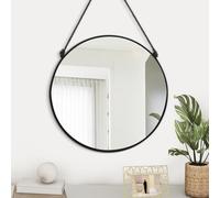 Gosider Circle Hanging Wall Mirror - Black Round Mirror, 16 Inch, Modern Home Decor for Bathroom, Living Room, Bedroom, Entryway, Hallway, Washroom, Dorm
