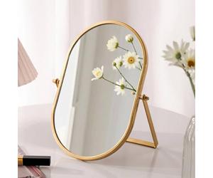 Gosider Gold Dressing Table Makeup Mirror Oval Small Portable Vanity Mirror