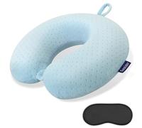 Gosider Travel Neck Pillow Memory Foam Pillow Support Pillow U Shape Compact & Lightweight Neck Pillow for Sleeping Travel for Plane, Car, Home, Office Camping Light Blue