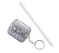 GoSili Reusable Silicone Straws, Reusable Silicone Travel Straws with Keychain Case, Flexible Reusable Straw, Collapsible Straws for Tumblers Dishwasher Safe Reusable Straws, 2pk, Silver/Frost