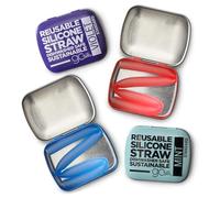 GoSili Reusable Standard Silicone Straw and Travel Case, Soft, Non-toxic, Translucent and Dishwasher Safe 4 pack