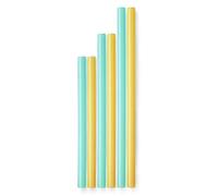 GoSili Siliskin Silicone Straws, Reusable Silicone Straws, BPA-Free Pack of 6 Standard Silicon Size Flexible Drinking Straws for Kids/Toddlers and adults - Teal/Orange