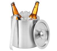 Gosknor 1.3L Stainless Steel Ice Bucket with Lid and Tongs, Small Double Wall Ice Pail Chill Container for Cocktails, Beer, Wine, Champagne, Keep Drinks Frozen Longer at Home, Bars, Parties, Outdoor