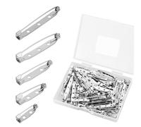 Gosknor 100pcs Brooch Pin Backs, 20mm/25mm/32mm/38mm/45mm Safety Bar Pins for Crafts Metal Flat Back Locking Clasp for DIY Jewelry Making Badge Name Tag Tie Tacks Citation