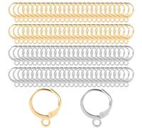 Gosknor 100pcs Earring Hooks, Hypoallergenic Iron Earrings Hooks, Gold Silver, Classic Style, Jewelry Making Findings