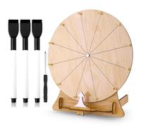 Gosknor 11.4 Inch Wood Wedding Game Spinning Wheel, Wooden Prize Wheel Spinner with Stand, Erasable Spin Wheel, Carnival Fortune Game Roulette Wheel, Tabletop Raffle Wheel for Wedding Engagement