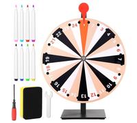 Gosknor 12in Spinning Prize Wheel, 24 Slots Tabletop Prize Wheel Spinner with Stand Roulette Wheel with Dry Erase & Markers Raffle Wheel for Carnivals Trade Shows Holiday Spin Game Activities Game