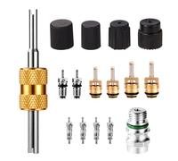 Gosknor 16pcs AC Valve Core Kit, Car Air Conditioner Repair Kit | AC Service Port Valve Cores for R134a & R12/R22 Refrigerant System and Pressure Caps for Cars Trucks AC Service & Maintenance
