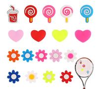 Gosknor 18pcs Tennis Racket Vibration Dampeners, Silicone Cute Shock Absorbers with Heart Sunflower Designs String Vibration Dampening Accessories for Tennis Racquets