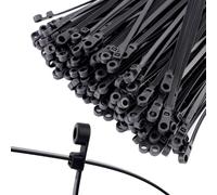 Gosknor 200pcs 11.8in Black Cable Ties with Screw Hole, Heavy Duty Nylon Wire Fasteners Self-Locking Zip Ties Straps for Indoor & Outdoor Cable Cord Management, Organizing, Bundling