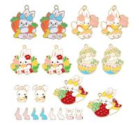 Gosknor 20pcs Easter Charms for Jewelry Making, 10 Styles Bunny Charms Zinc Alloy Colorful Easter Rabbit Pendant Cute Alloy Enamel Flower Egg Carrot Charms Easter Day for Earring Necklace Bracelet