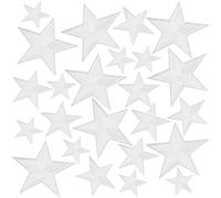 Gosknor 24pcs Star Iron On Patches, 3 Sizes Polyester and Cotton Star Embroidered Patches Appliques Sew On Perfect Decorations and Accessories for Clothes Pants Hats Shirts(White)