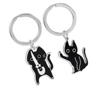Gosknor 2pcs Black Cat Keychain Charm, Cute Cat Stuff Key Chain 2 Styles Unique Funny Catty Stuff Key Ring Friendship Gift for Teen Boys Girls Lovers Women Decorations for Keyring Purses Bags