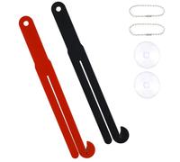 Gosknor 2pcs Food Bag Pouch Cutter Opener, Red and Black Stainless Steel Blade Food Bag Openers for Home Kitchens with Suction Cups & Hang Chains for Easy Storage