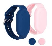 Gosknor 2pcs for Samsung Galaxy SmartTag 2 Wristband, Waterproof Silicone Protective Case Hidden Full Coverage Holder for Kids Elderly Bracelet Accessories (Blue, Pink)