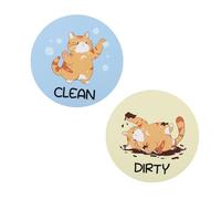 Gosknor 2pcs Funny Cat Dishwasher Magnet Clean Dirty Sign, 3.5x3.5 Inch Double-Sided Reversible Pet Kitchen Accessories for Dishwasher Fridge Laundry Room Monitor Cleaning Status