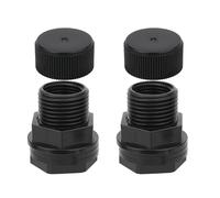 Gosknor 2pcs Garden Hose Bulkhead Fitting with Plugs, 3/4" Male GHT & 1/2" Female NPT Thread PVC Water Tank Connector Fittings Accessories for Rain Barrel Aquarium Tub Pool Sink