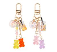 Gosknor 2pcs Gummy Bear Keychain, Candy Color Macarons Bear Key Ring Resin Cute Key Ring Accessories Kawaii Keychain Pendant Bag Charm Jewelry for Women Girls Christmas Car Decor