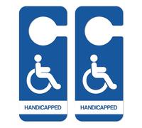 Gosknor 2pcs Handicap Parking Signs, 8.46x3.54 Inch Disabled Parking Permit Hang Tag with Wheelchair Symbol Plastic Handicap Car Placard, Easy to Hang (Blue)