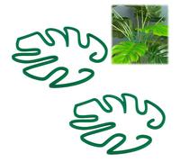 Gosknor 2pcs Monstera Shaped Plant Stands, Durable Acrylic Monstera Leaf Plant Support Reusable Monstera Grapple Climbing Houseplant Stem Supports for Indoors Outdoors(Green)