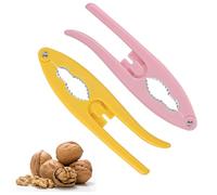Gosknor 2pcs Nutcracker Tools, Zinc Alloy Nut Crackers for All Nuts & Shellfish, Multipurpose Walnut/Pecan/Chestnut Cracker with Ergonomic Handle for Hazelnut, Almond, Crab, Lobster (Yellow, Pink)