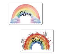 Gosknor 2pcs Rainbow Double Sided Clean Dirty Magnets, Dishwasher Clean Dirty Flip Magnet Washer Magnet Clean Dirty Sign Pretty Dishwasher Clean Dirty Magnet for Kitchen Refrigerator Laundry Room