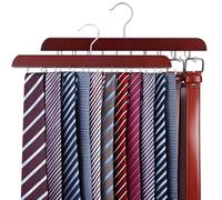 Gosknor 2pcs Red Tie Rack Hanger & Belt Hanger, Stainless Steel Tie Holder Organizer with 20 Folding Hooks Multipurpose 360° Swivel Belt Holder for Closet Organizer, Men's Accessories