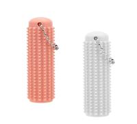 Gosknor 2pcs Sensory Fidget Toy Keychain, Raised Textured Stimulation Anxiety Toy, Portable Pain Stim Silent Stress Reducer and Massager for Adults Stress Relief, Calming & Focus Gift (White/Pink)