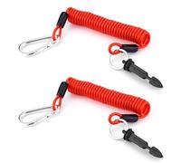 Gosknor 2pcs Trailer Breakaway Cable, 6ft High Rebound Brake Safety Cable Strap Heavy Duty High-Tension Spring Towing Coiled Wire for RV Trailer Camper Emergency Connection