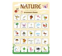 Gosknor 30pcs Scavenger Hunt Cards for Kids, Double Sided Rectangle Scavenger Hunt Games Educational Toddler Scavenger Hunt Cards for Toddlers Outdoor Indoor Activities (Nature)